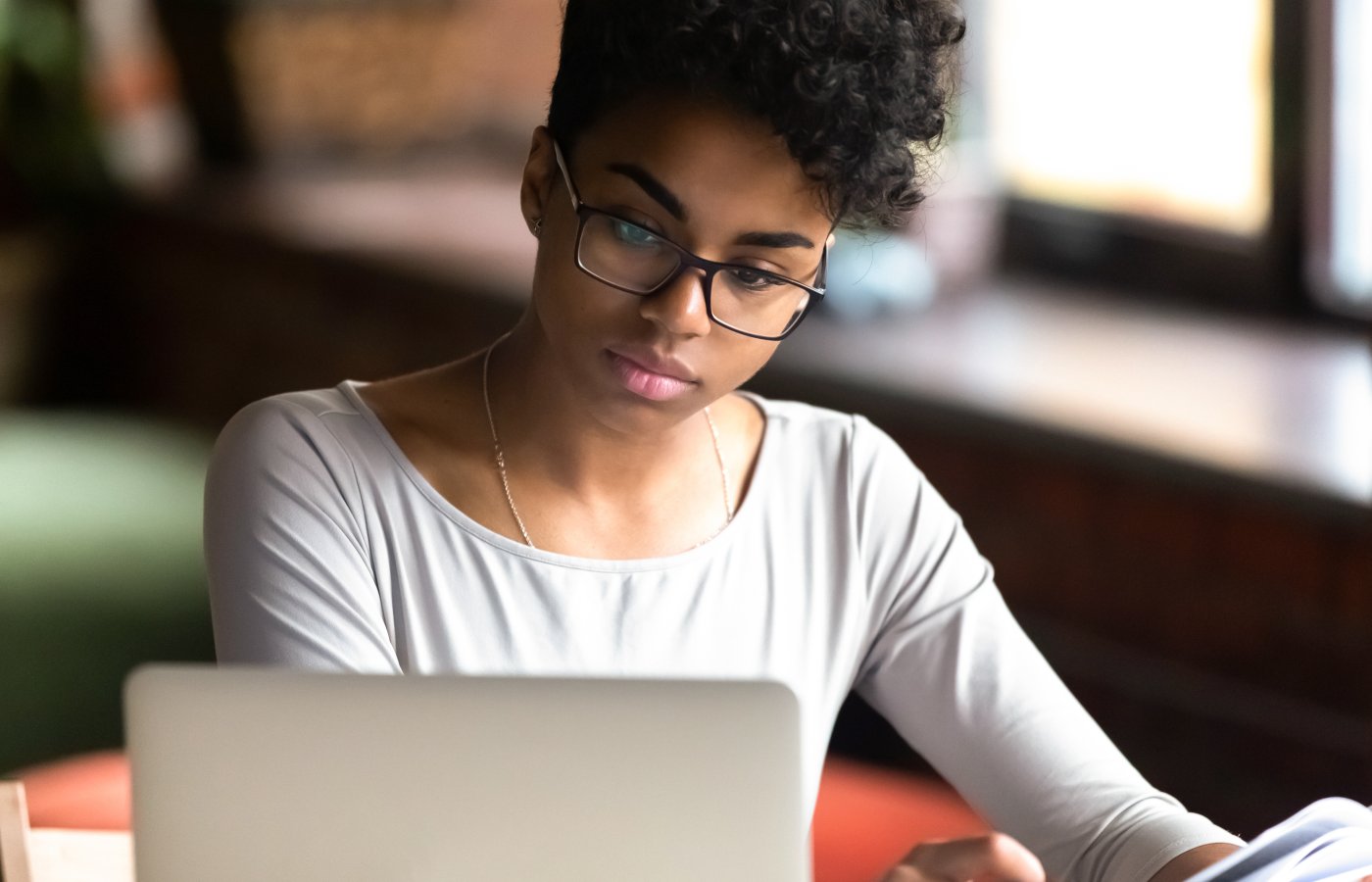 person studying at computer